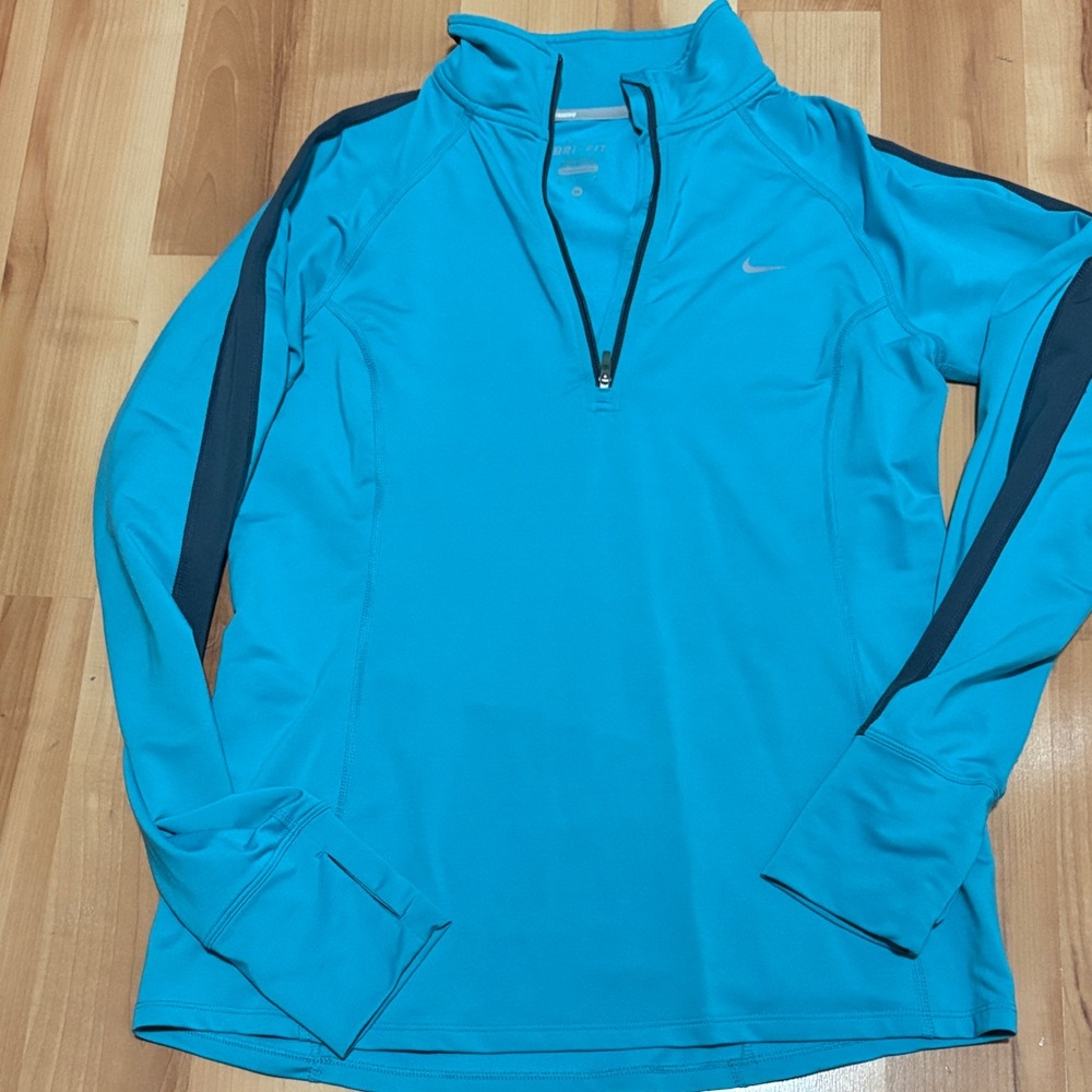Nike Teal and Black Quarter-Zip Top